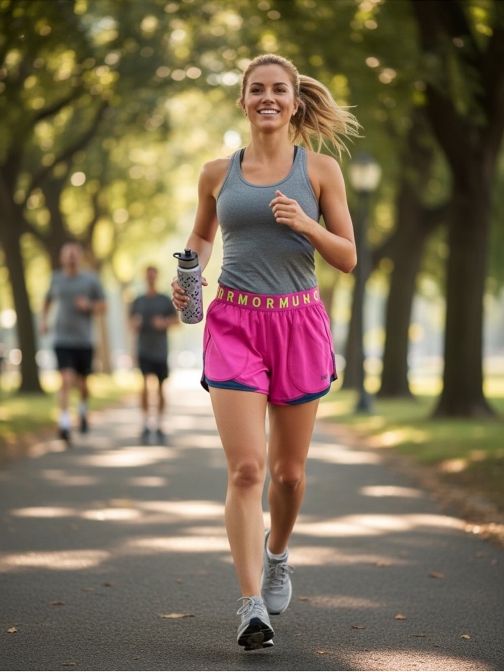 Under Armour Women’s Hot Pink Athletic Running Shorts with Navy Trim